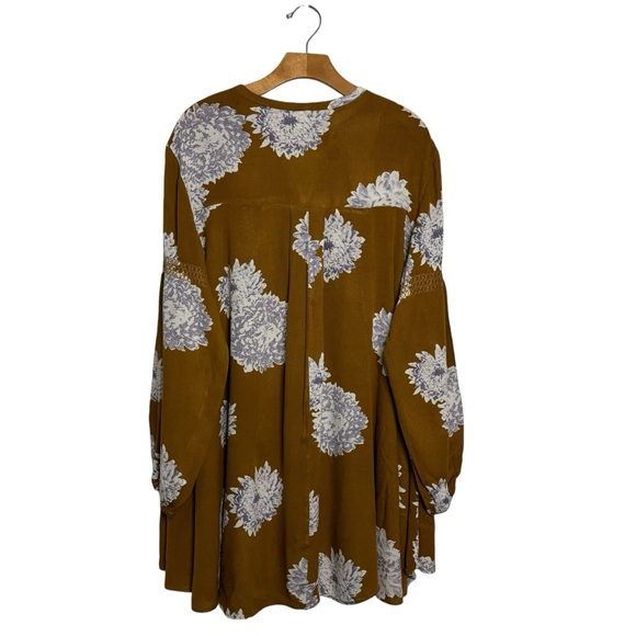 FREE PEOPLE Floral Oversized Swing Tunic Top M w/Pockets Brown Lilac White - Picture 5 of 9